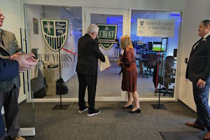 image of the Business Intelligence and Innovation Lab ribbon cutting ceremony at Mercyhurst University